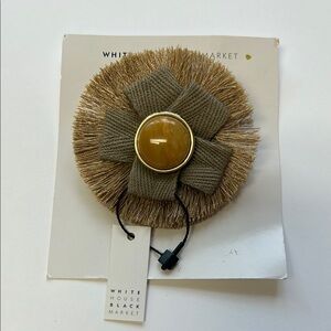 NWT White House Black Market Gold and Tan Brooch